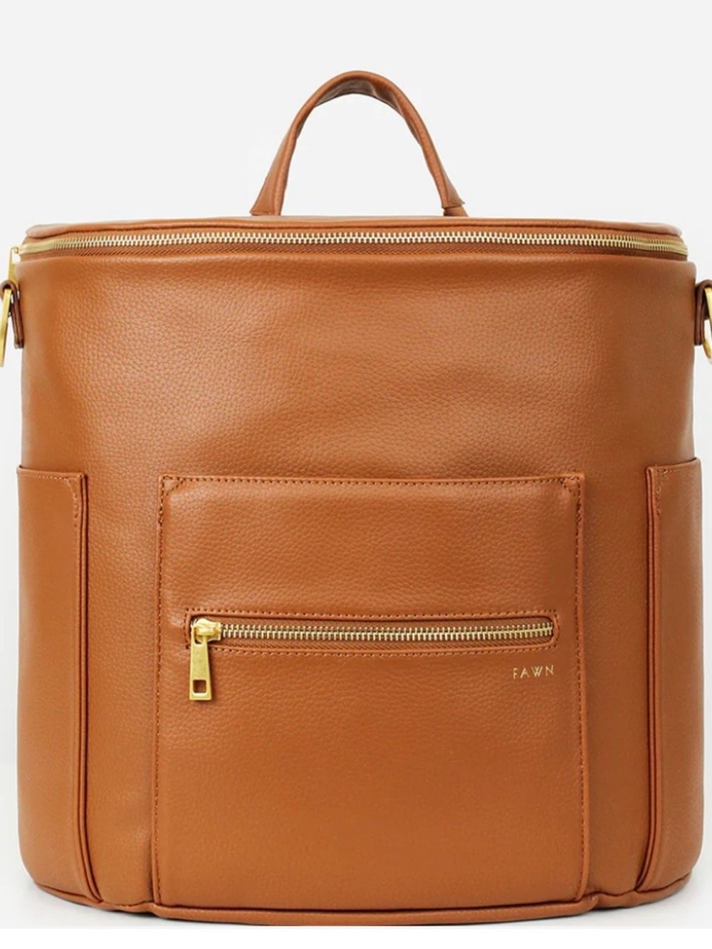 Fawn Design Cognac Faux Leather Diaper Bag Backpack